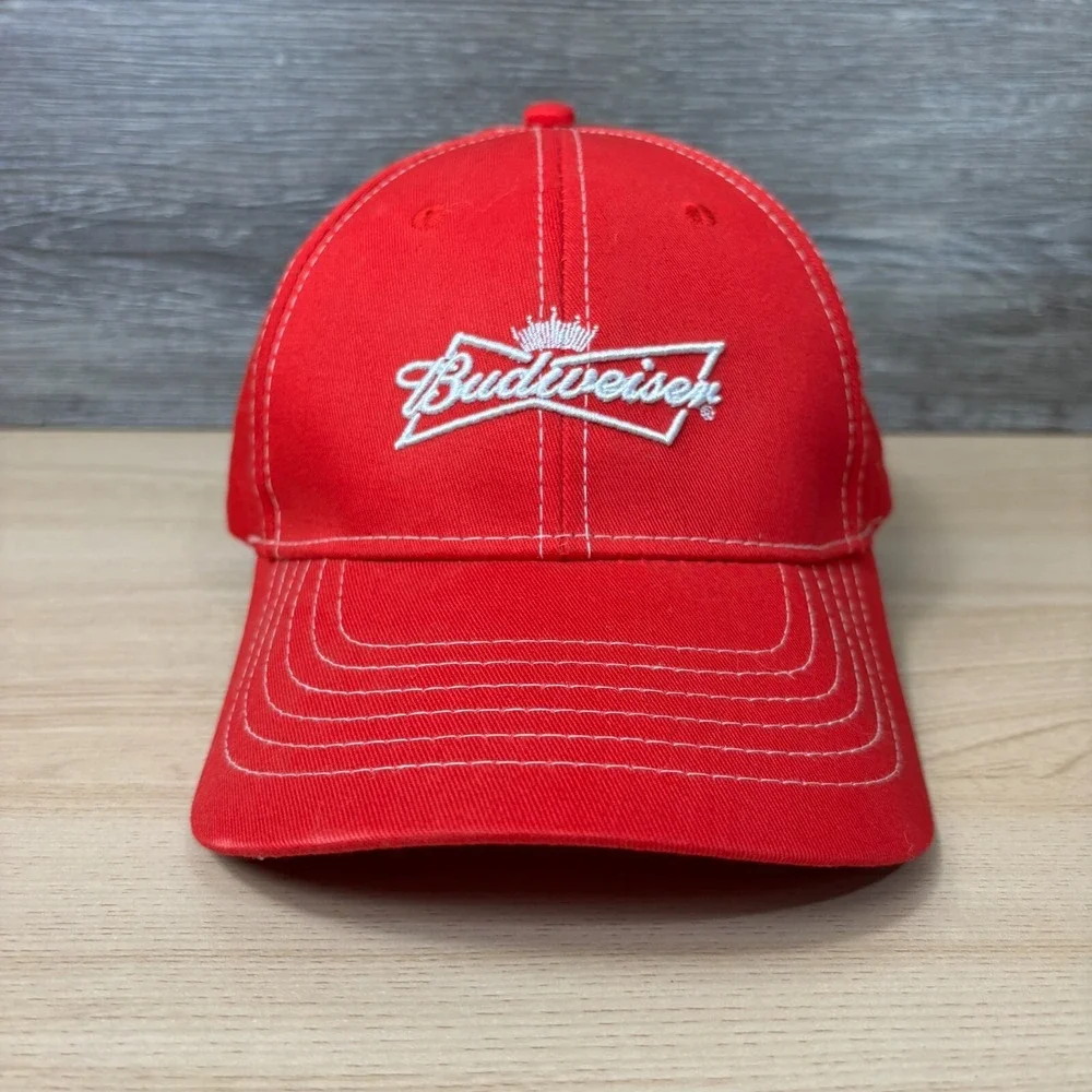 Budweiser Hat Cap Strap Back Red‎ Beer Brewing Adjustable